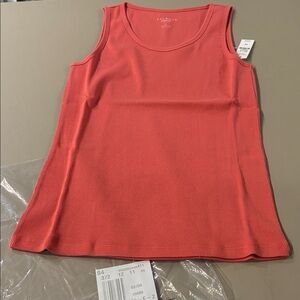 Talbots Vibrant Ribbed Coral Cotton Tank Top NWT Size MP